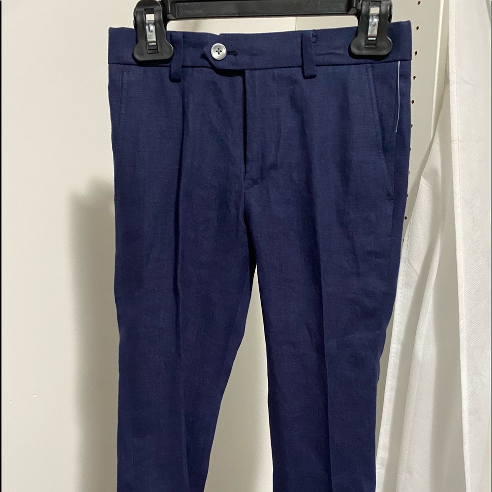 COPY - Boy’s navy 100% linen pants, casual, kind of dressy.